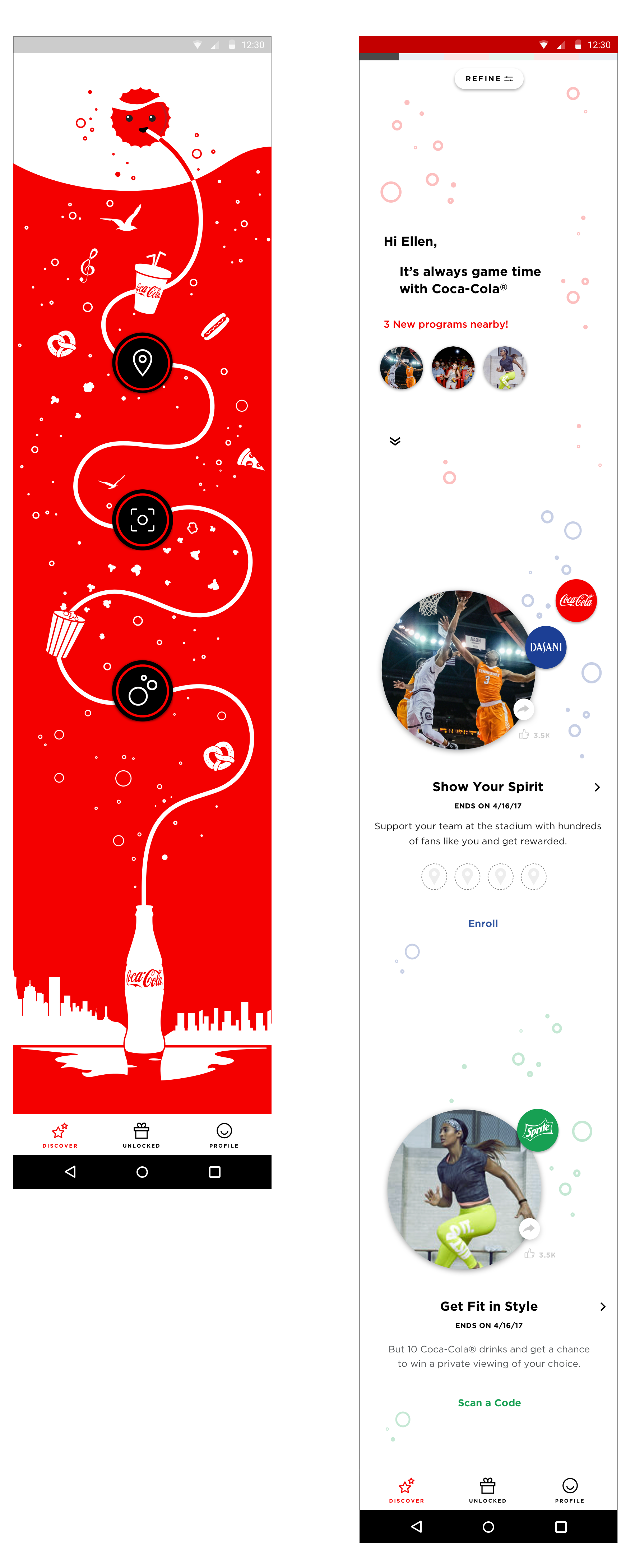Homescreen before and after usability testing