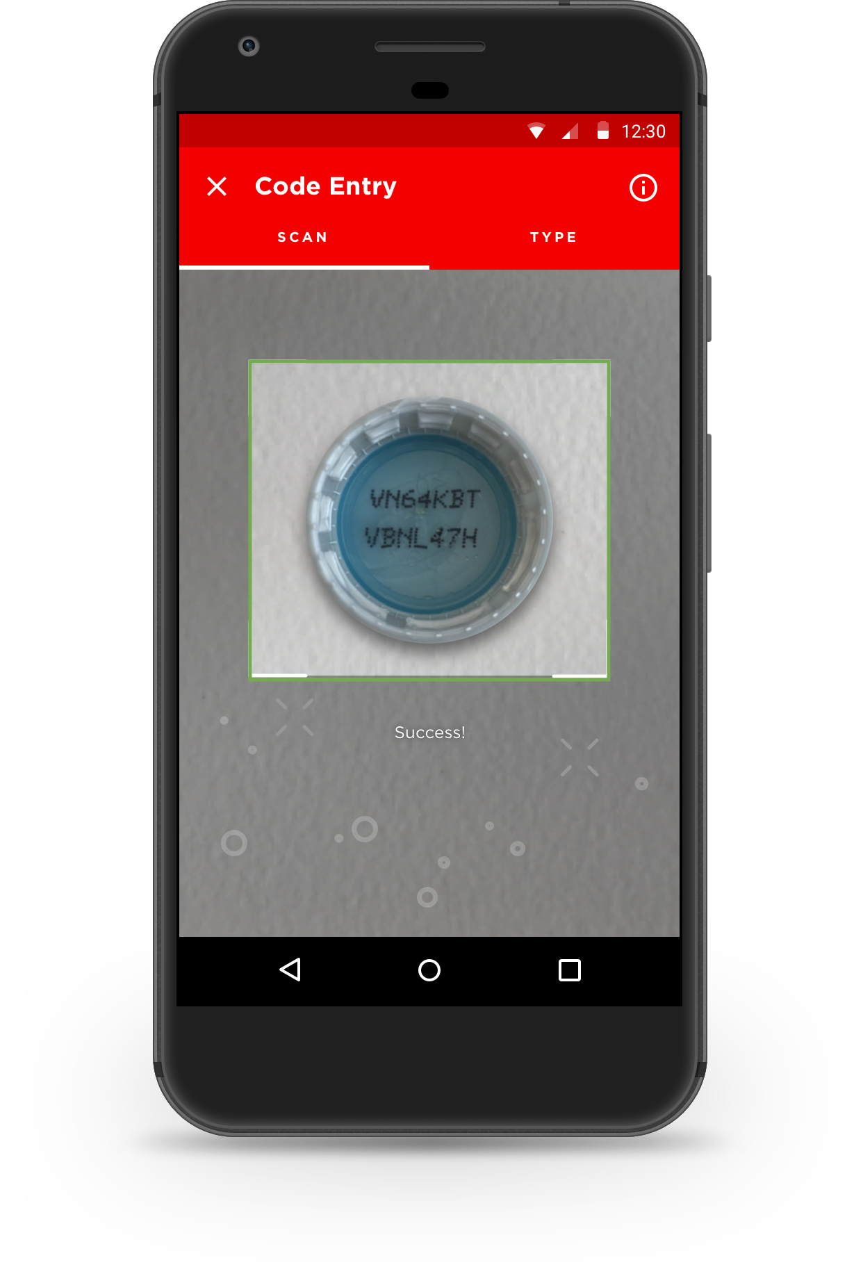 Code entry screen with scan and type tabs