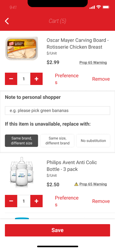 Cart details editable from the checkout summary