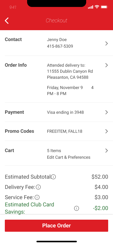 Checkout summary with every step completed and Place Order enabled