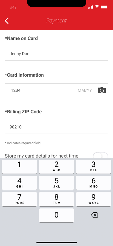 Payment entry with a focused, validated field
