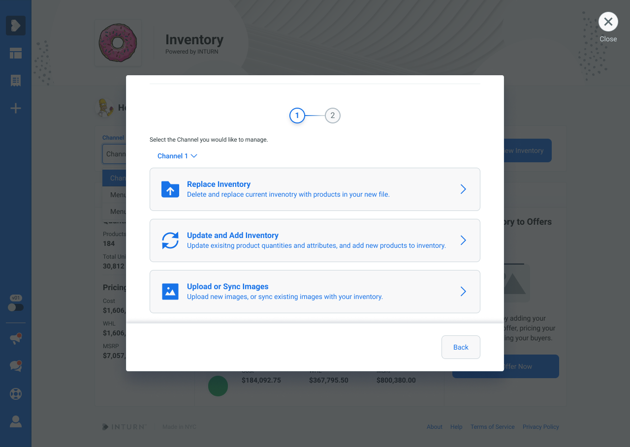 Manage Inventory modal, scrolled
