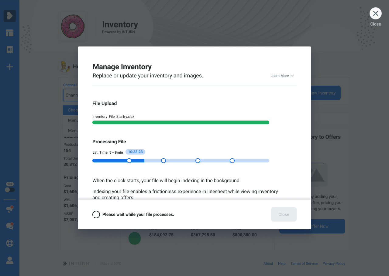 Processing modal while file uploads